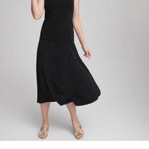 Chicos Travelers black midi swing skirt size 2 / large